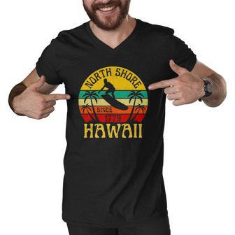 North Shore Beach Hawaii Surfing Surfer Ocean Vintage Men V-Neck Tshirt | Mazezy