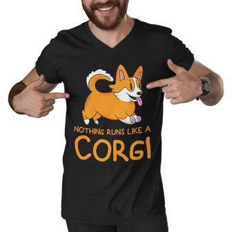 Nothing Runs Like A Corgi Funny Animal Pet Dog Lover V2 Men V-Neck Tshirt - Monsterry