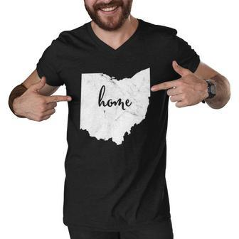 Ohio Home Vintage Distressed Design Men V-Neck Tshirt | Mazezy