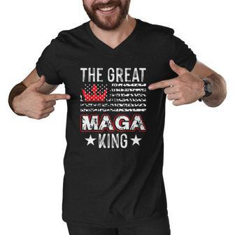 Old The Great Maga King Ultra Maga Retro Us Flag Men V-Neck Tshirt | Mazezy