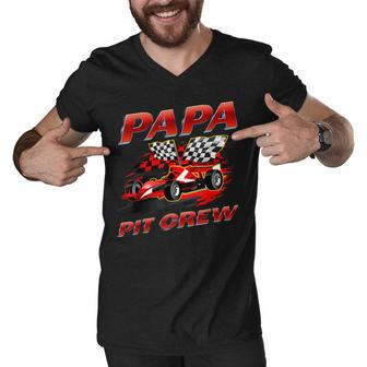 Papa Pit Crew Race Car Birthday Party Racing Family Men V-Neck Tshirt - Seseable