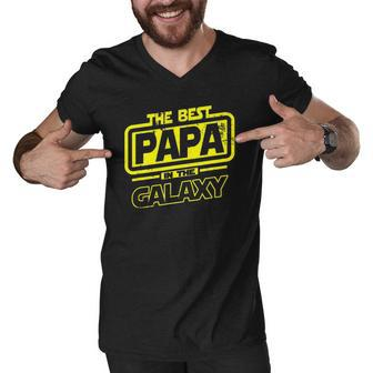 Papa The Best In The Galaxy Gift Men V-Neck Tshirt | Mazezy