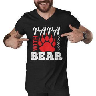 Papa With Bear Fathers Day T-Shirt Men V-Neck Tshirt - Monsterry