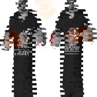 Papasaurus Fossils Dinsosaur Family Dad Men V-Neck Tshirt | Mazezy