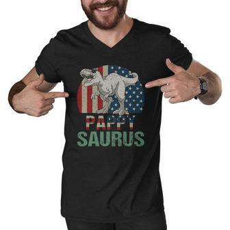 Pappysaurus Dinosaur Pappy Saurus Fathers Day 4Th Of July Men V-Neck Tshirt | Mazezy