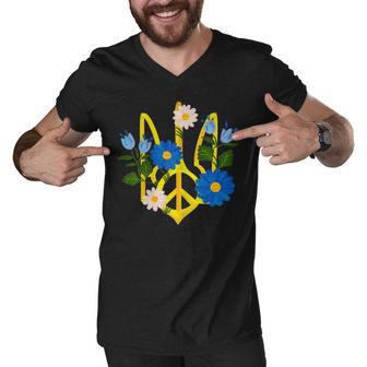 Peace In The Crest Of Ukraine Peace And Solidarity For Ukraine Men V-Neck Tshirt | Favorety DE