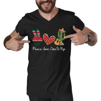 Peace Love Cinco De Mayo Funny Men V-Neck Tshirt - Monsterry