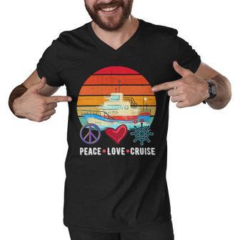 Peace Love Cruising Family Cruise Vacation Matching Gift V2 Men V-Neck Tshirt | Favorety