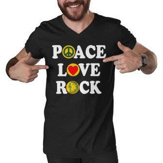 Peace Love Rock V2 Men V-Neck Tshirt - Monsterry