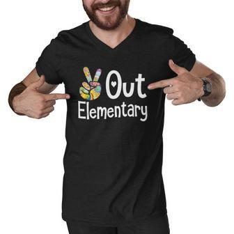 Peace Out Elementary - Last Day Of School Elementary Grad Men V-Neck Tshirt | Mazezy