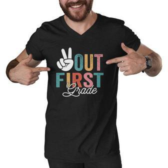 Peace Out First Grade Last Day Of School 2022 Graduation Men V-Neck Tshirt | Mazezy