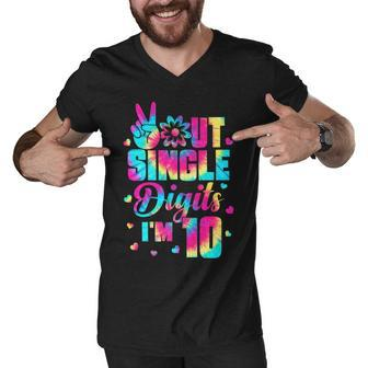 Peace Out Single Digits Im 10 Tie Dye Birthday Kids Men V-Neck Tshirt - Seseable