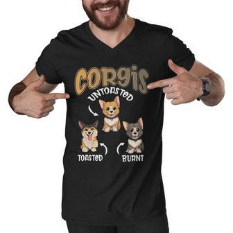 Pembroke Welsh Corgi Untoasted Toasted Burnt Dog Lovers Men V-Neck Tshirt - Monsterry AU