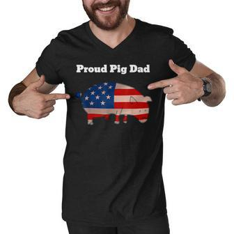 Pig 4Th Of July Cute Pig Lovers T |Proud Pig Dad Men V-Neck Tshirt - Seseable