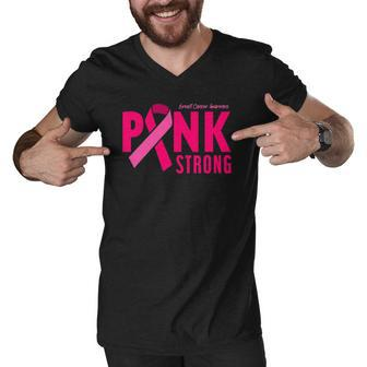 Pink Strong Breast Cancer Awareness Men V-Neck Tshirt | Mazezy