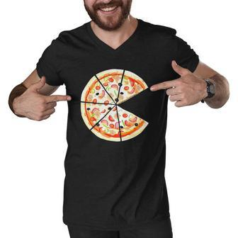 Pizza Pie And Slice Dad And Son Matching Pizza Father’S Day Men V-Neck Tshirt - Seseable
