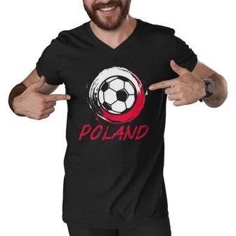Poland Polish Soccer Jersey I Flag Football Men V-Neck Tshirt | Mazezy
