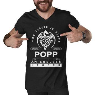 Popp Name Gift Popp An Enless Legend Men V-Neck Tshirt - Seseable