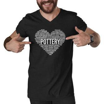 Pottery Heart Ceramist Earthenware Sculpting Handmade Gift Men V-Neck Tshirt | Mazezy
