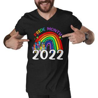 Pride Month 2022 Lgbt Rainbow Flag Gay Pride Ally Men V-Neck Tshirt | Mazezy