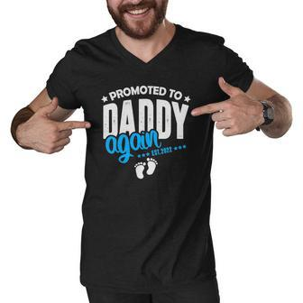 Promoted To Daddy Again 2022 Its A Boy Baby Announcement Men V-Neck Tshirt | Mazezy
