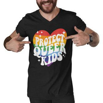 Protect Queer Kids Gay Pride Lgbt Support Queer Pride Month Men V-Neck Tshirt - Seseable