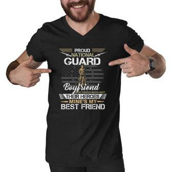 Proud Army National Guard Boyfriend Flag US Military Men V-Neck Tshirt | Mazezy