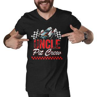 Race Car Birthday Party Racing Family Uncle Pit Crew Men V-Neck Tshirt - Seseable