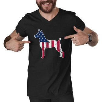 Rat Terrier Dog Lovers American Flag 4Th Of July Men V-Neck Tshirt | Mazezy