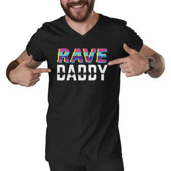 Rave Daddy Techno Dad Gift Men V-Neck Tshirt | Mazezy