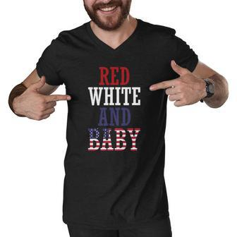 Red White And Baby 4Th July Pregnancy Announcement Men V-Neck Tshirt | Mazezy