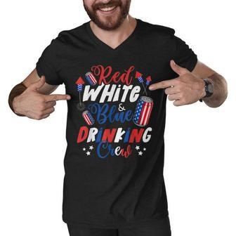 Red White & Blue Drinking Crew 4Th Of July 2022 Drink Party Men V-Neck Tshirt - Seseable