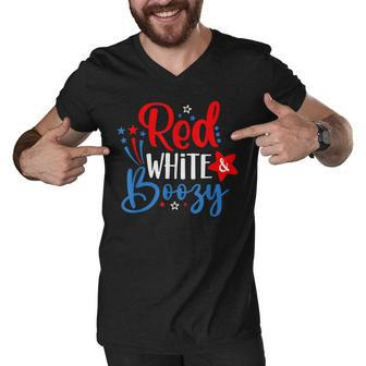 Red White And Boozy 4Th Of July Funny Drinking Party Men V-Neck Tshirt - Seseable