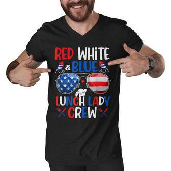 Red White Blue Lunch Lady Crew Sunglasses 4Th Of July Gifts Men V-Neck Tshirt | Mazezy