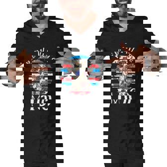 Red White Moo Cute American Cow Farmer 4Th Of July Leopard Men V-Neck Tshirt | Mazezy