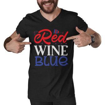 Red Wine Blue 4Th Of July Wine Red White Blue Wine Glasses V2 Men V-Neck Tshirt | Favorety