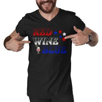 Red Wine Blue 4Th Of July Wine Red White Blue Wine Glasses V3 Men V-Neck Tshirt | Favorety DE