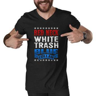 Redneck White Trash Blue Collar Back Design America Men V-Neck Tshirt | Mazezy