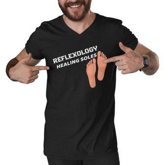 Reflexology Massage Therapist Reflexology Healing Soles Men V-Neck Tshirt | Favorety