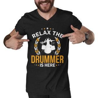 Relax The Drummer Here Men V-Neck Tshirt - Monsterry UK