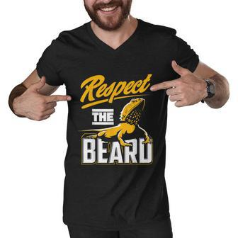 Respect The Beard Pogona & Bearded Dragon Men V-Neck Tshirt - Monsterry CA