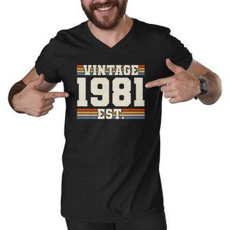Retro 41 Years Old Vintage 1981 Established 41St Birthday Men V-Neck Tshirt | Mazezy