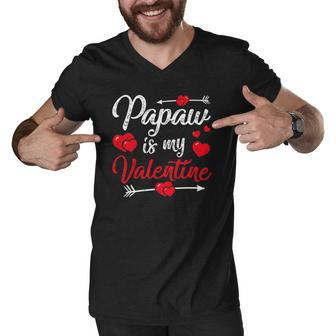 Retro Hearts Papaw Is My Valentines Day Fathers Day Men V-Neck Tshirt | Mazezy