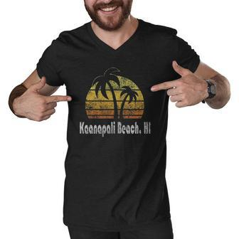 Retro Kaanapali Beach Hawaii Beach Men V-Neck Tshirt | Mazezy