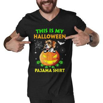 Retro This Is My Halloween Pajama Beagle Men V-Neck Tshirt - Seseable
