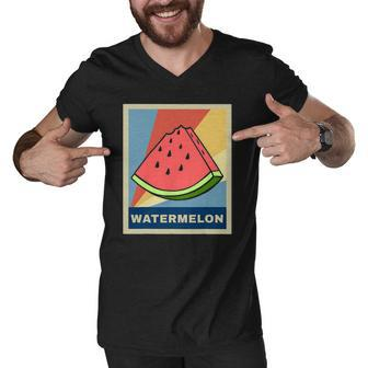 Retro Watermelon Slice - Summer Watermelon Fruit Tee Men V-Neck Tshirt | Mazezy