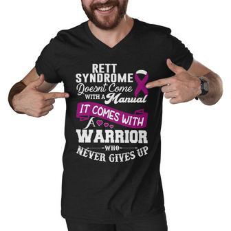 Rett Syndrome Doesnt Come With A Manual It Comes With A Warrior Who Never Gives Up Purple Ribbon Rett Syndrome Rett Syndrome Awareness Men V-Neck Tshirt | Favorety AU