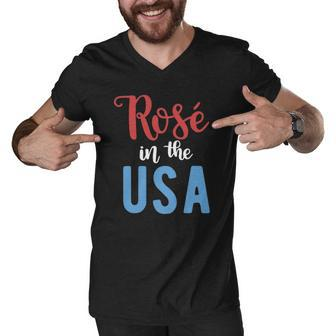 Rose In The Usa Cute Drinking 4Th Of July Men V-Neck Tshirt | Mazezy