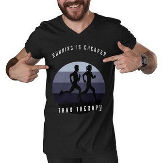 Running Is Cheaper Than Therapy Men V-Neck Tshirt | Favorety CA