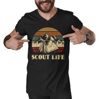 Scout Life Camping Tent Bonfire Firewood Campfire Camper V2 Men V-Neck Tshirt - Seseable